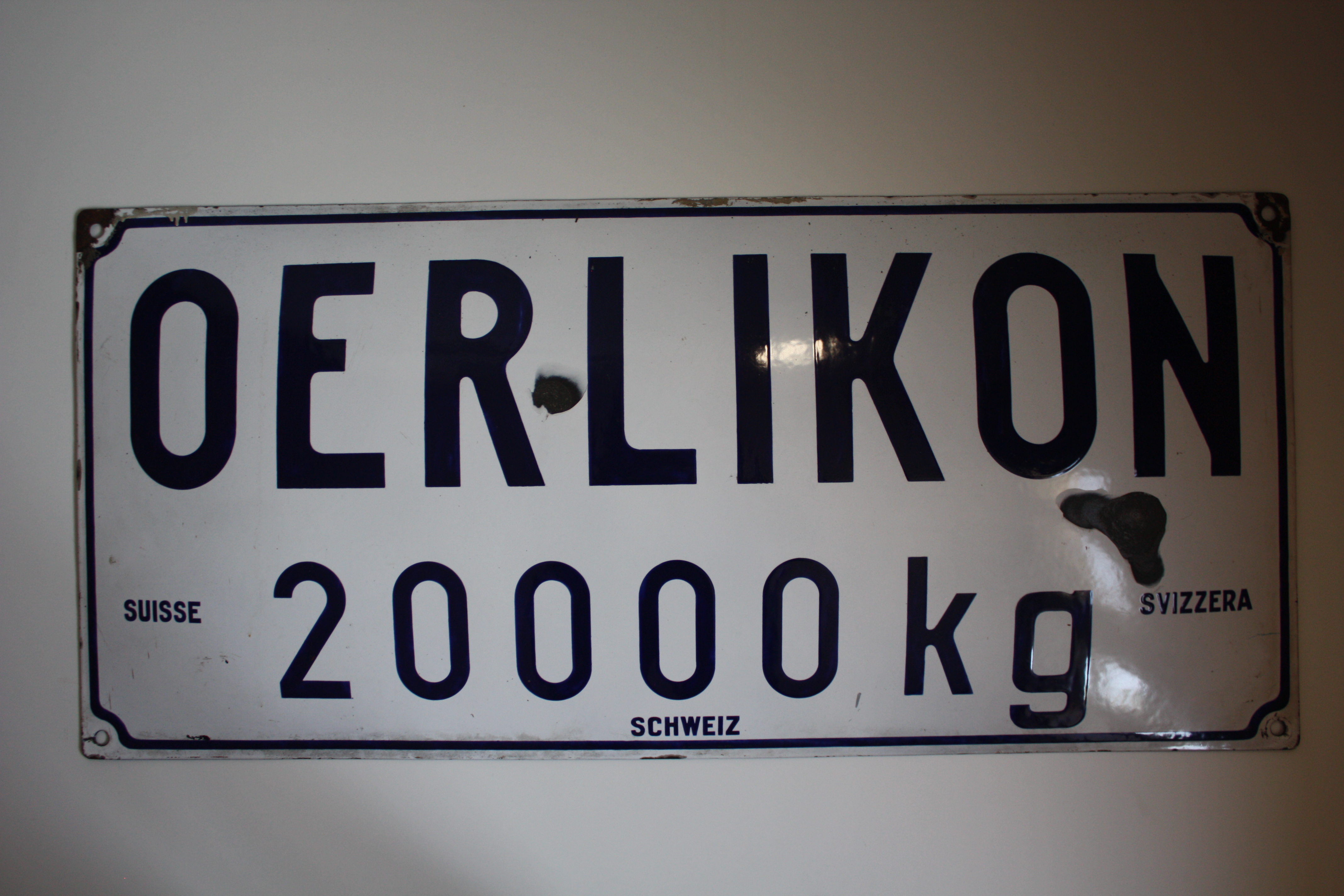 Plaque émaillée | Oerlikon 20&rsquo;000kg