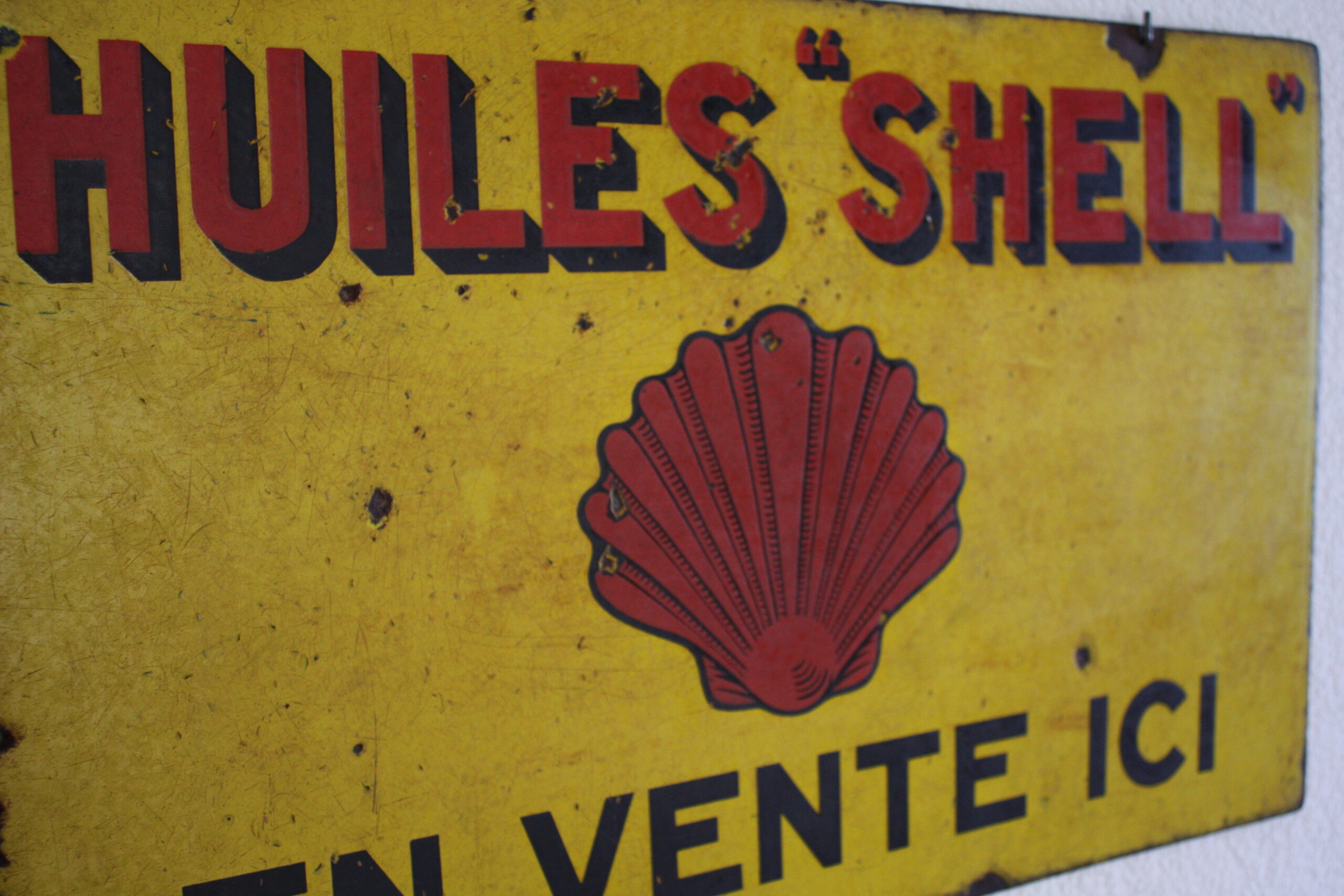 Plaque émaillée double-face | Huiles Shell
